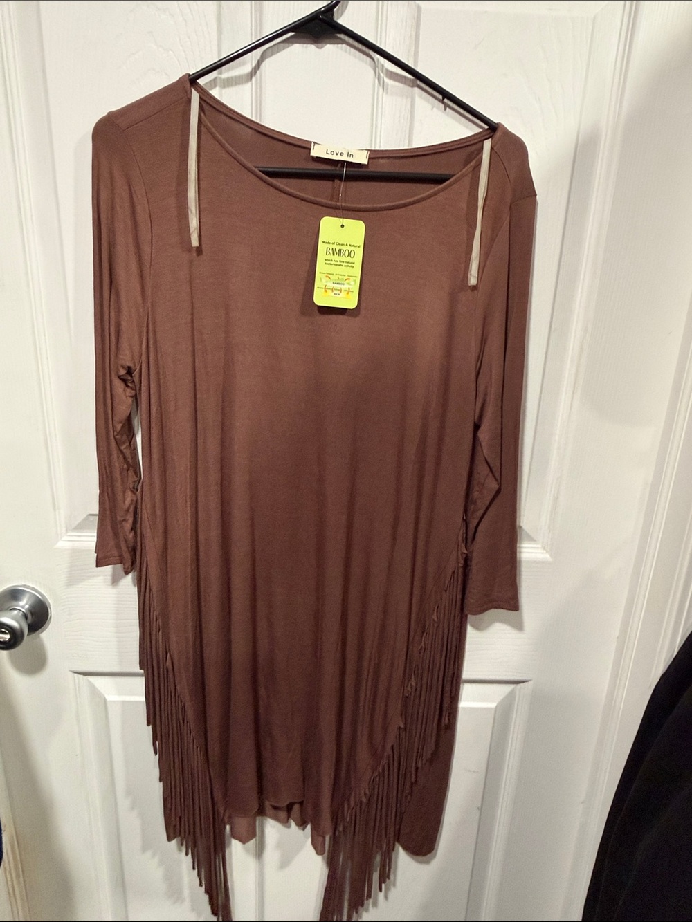 Love In Brown Fringe Tunic Dress